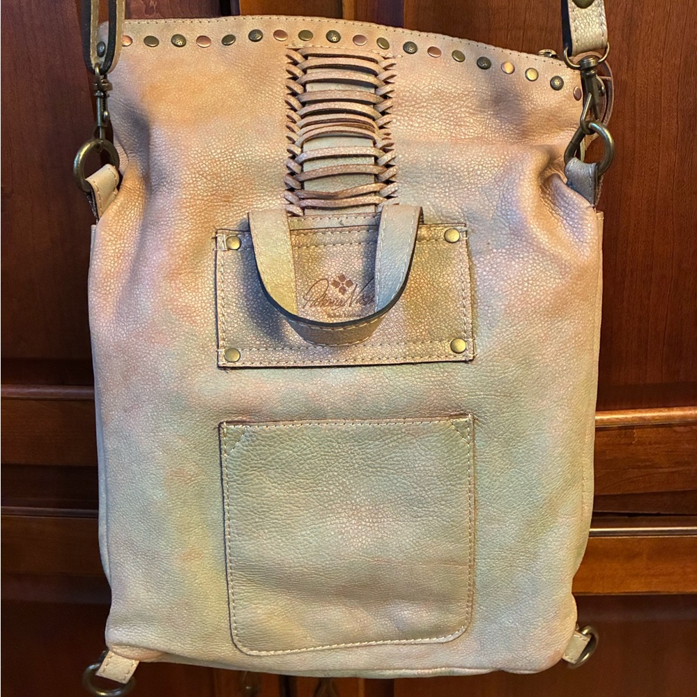 Patricia Nash Luzille Peach and Green Crossbody tote convertible backpack Bag - Picture 6 of 9